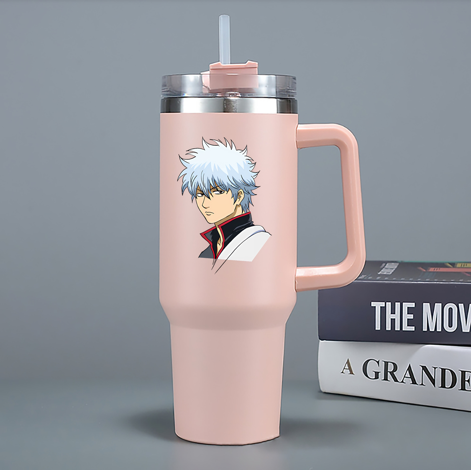 （画像用） ぎんたま 坂田銀時（さかたぎんとき） 神楽 志村新八（しむら しんぱち） GINTAMA Sakata Gintoki Kagura Shimura Shinpachi 1200mL車用タンブラー - クリスタルステッカー（プラスチックストロー付き）